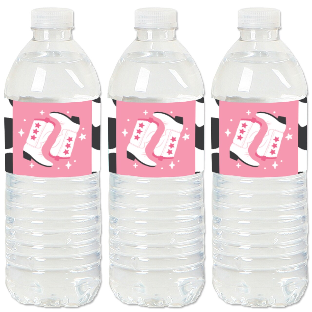 Big Dot of Happiness Rodeo Cowgirl - Pink Western Party Water Bottle Sticker Labels - Set of 20